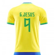Billiga Brasilien 2022 VM Tröjor Gabriel Jesus 9 Hemmatröja Kortärmad..